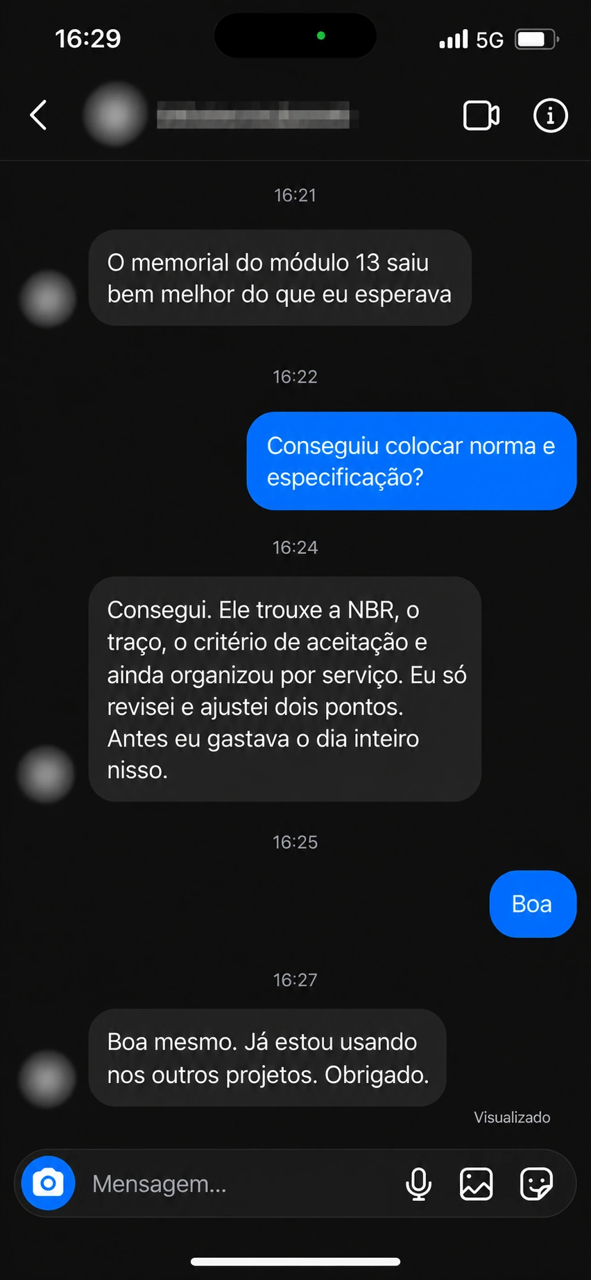 Conversa ilustrativa: Elaboração e revisão de memorial descritivo.